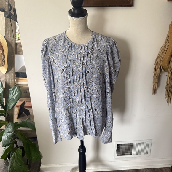 ISABEL MARANT Bayos Pleated Silk Crepe de Chine Blouse 40 / L - Picture 7 of 9